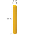 Slide On Yellow Bollard Post Cover For Warehouses Made From Durable Low Density Polyethylene Thermoplastic, 52-11/16" tall, 7-1/8" wide.