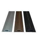 Gray Slit Channel Cord Protector One Inch By Five Eighth Inch Wire Duct Cover 5 Feet Long in gray, brown, and black colors