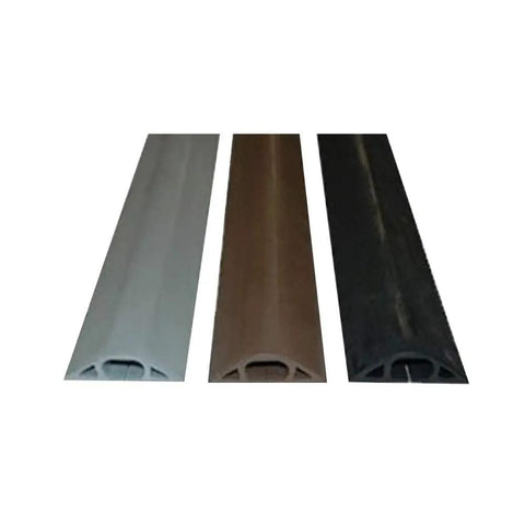 Gray Slit Channel Cord Protector One Inch By Five Eighth Inch Wire Duct Cover 5 Feet Long in gray, brown, and black colors