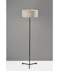 Wesley 60-Inch Floor Lamp Black Modern Tall Floor Lamp With Dual 60W Sockets, featuring European drum shade in taupe.