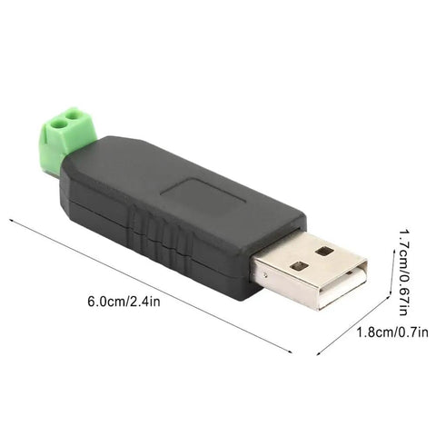 USB to RS485 Converter Adapter with dimensions, plug and play data transmission serial module for Windows 7 8 XP Vista.