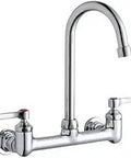 Scrub and Handwash Wall Mount Faucet With Gooseneck Spout And Wristblade Handles, ADA Compliant, Solid Brass Construction