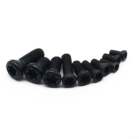 No Fuss Rock Solid Heavy Duty Carbide Insert Fixing Screw Set For CNC Lathe Tool Holders with various sizes arranged.