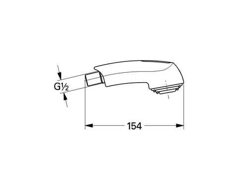 Diagram of 46312IE0 Pull Out Spray Head In Chrome And Light Gray Finish for kitchen faucets with measurements, including aerator diverter.