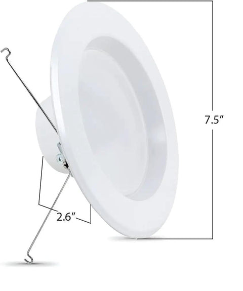 5 To 6 Inch LED Recessed Downlight With Pre Mounted Trim And Standard Base Adapter, Dimmable 2700K Soft White, side view