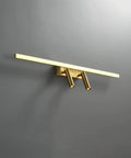 Brass Vanity Light With Adjustable LED Spotlights for Makeup Mirror, 56cm, wall-mounted view, soft uniform glow, three color temperatures.