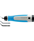 Noga heavy-duty deburr tool with 3 blades, blue and gray handle, front view