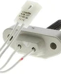 Focus keyword: Hot Surface Igniter With Gasket Kit-R for GV HE HEII AHE Replacement for Gas Boilers and Furnaces, white ceramic base, wires visible.
