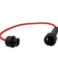 Heavy Duty Inline Fuse Holder Compatible With Standard 6X30Mm Miniature Glass Tubes includes red wire and black plastic connectors.