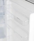 Adjustable door bins in the Slick Stainless Steel Undercounter All Freezer For Residential Space featuring clear plastic design.