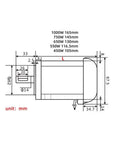 Technical drawing of 450W 220V Permanent Magnet Synchronous Brushless DC Motor With 80x80 mm Flange And 14 mm Shaft Includes Brushless Drive