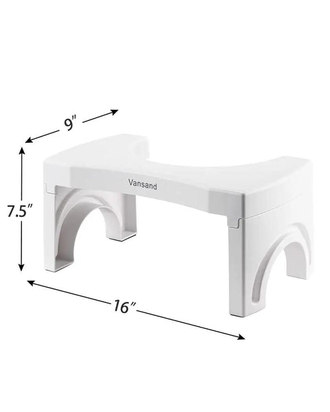 Foldable Toilet Stool Foot Rest Made For Real Squat Posture 7.5 Inch White Bathroom Hack To Ease Straining And Beat Constipation