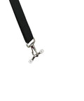 Close-up of 316 stainless steel pad eye strap in use on a black strap, part of Eight Pack 316 Stainless Steel Pad Eye Straps Deck Loops For Bimini Boat Tops And Kayaks Includes 16 Screws Accepts Up To Three Eighths Inch Lanyards And Ropes Rustproof Marine Tie Down Hardware.