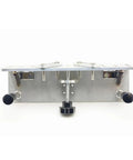 Precision Knife Grinding Jig With Slick Dial Adjustment And Tight Grip Handle For Belt Grinder Machine Or Belt Sander aluminum construction, front view