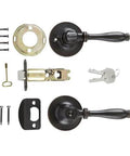 Privacy Door Lever With Push Button Lock, Reversible Handle For Bedroom And Bathroom, Oil Rubbed Bronze, Uninstalled Components