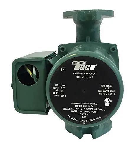 Badass Cast Iron Circulating Pump With Durable Bronze Cartridge Built To Outlast The Competition Smooth Whisper Quiet Operation High Capacity Output No Drama Easy Swap For Zero Zero Seven F Five side view showing motor and connections.