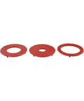 Rock Solid Router Table Insert Rings 3 Piece Set For Bosch RA1171 RA1180 RA1181 Models red plastic rings showing different sizes.