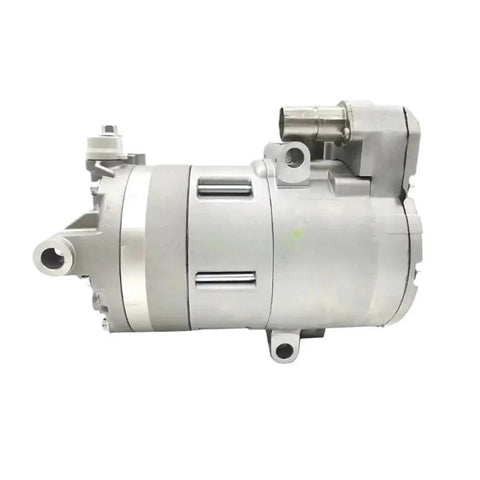 Heavy Duty Electric Ac Compressor For Bmw 530Le X5 Xdrive40e G05 And I3 Hybrid Plug In Rides side view showing aluminum body and connections.