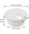 Heavy Duty U Shaped Desk Wire Grommets 1.5 Inch ABS white cord cover with measurement markings for easy installation.