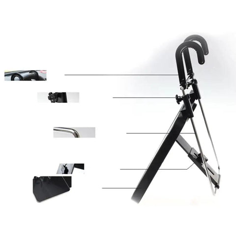 Foldable Steering Wheel Desk For Tesla Cybertruck With Expandable Dual Surface Laptop Stand and Smooth Slide Out Tray side view showing hooks and adjustable features.