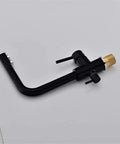 Black Kitchen Faucet with 360° SwivelDual Handle Water Filter TapDeck-Mounted Mixer with Aerator3-Way Design shown from side view.