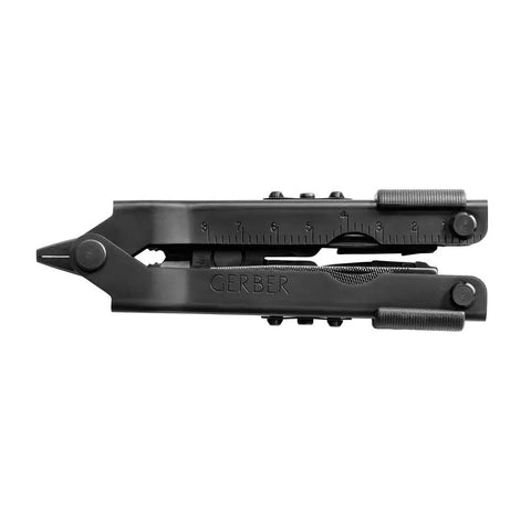 Folded 14-In-1 Multitool With Needlenose Pliers, Serrated Knife, Wire Crimper, Bottle Opener, Can Opener And Screwdriver, black color