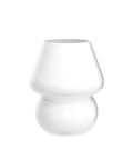 Mushroom Glass Nightstand Lamp With Vintage Murano Style Swirl Translucent Matte White Bedside Desk Light Warm White LED Bulb Cozy Glow