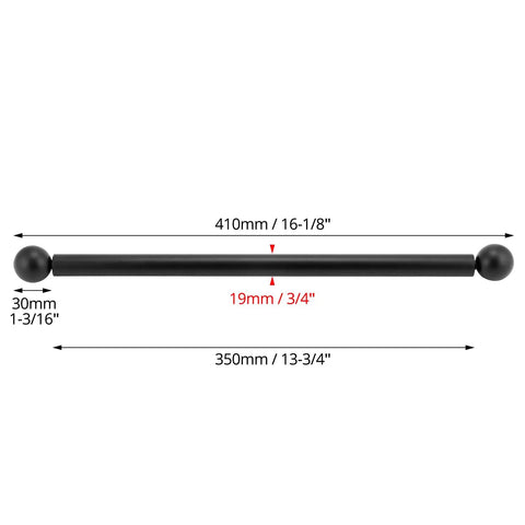 Heavy Duty Steel Cross Arm Bracket For Lamp Posts, black powder coated with dimensions 410mm length, 30mm diameter.