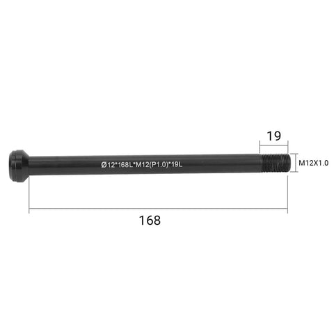 12 x 142mm Bicycle Thru Axle Adapter For Quick Release Rear Hub With 1.0mm Thread Pitch, black aluminum bar with measurements