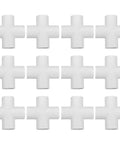 Four Way Flush Cross PVC Fitting For Home DIY Projects And Garden Three Quarter Inch Schedule 40 Connector, white PVC, six pack