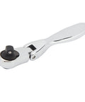 Dual Head 72 Tooth Ratchet Wrench With One Hand Quick Release Socket Driver For Effortless Auto Repair Work with chrome finish.