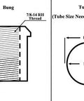 Diagram of bung and tubing specifications for Heavy Duty 7/8 Inch Threaded Panhard Bar Kit With Chromoly Steel Rod Ends And Bung Hardware For Off Road Suspension Upgrades Built Damn Tough For Trail Runs And Mud Soaks.