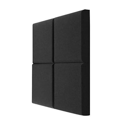 Solid Soundproof Foam Panels For Home Studio Acoustic Wall Tiles With Beveled Wedge Design showing a black 4-tile arrangement.