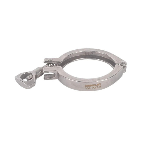 SENFUID 2.5in sanitary tri-clamp, front view, 304 stainless steel, clover-style heavy-duty, 1-pack