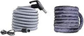 Coiled 40Ft Dual Voltage Central Vacuum Hose Kit With On Off Handle Switch, Heavy Duty Crushproof Hose, Padded Universal Cover