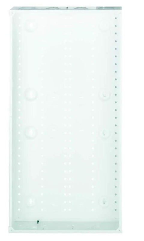 Front view of Structured Media Enclosure With Cover, 28 Inch White Rack-Ready Cabinet For Network Gear, 47605-28W, steel.