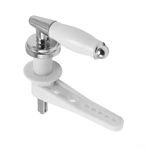 Chic Victorian Style Bathroom Flush Kit With Elegant White Ceramic Knob And Durable Zinc Alloy Arm For Loo Cistern Replacement, Perfect Dual Flush Handle Upgrade chrome and white toilet cistern handle