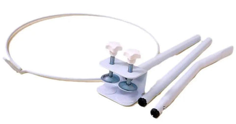 Hassle Free Universal Crib Canopy Holder Adjustable Metal Clamping Stand Bracket Clip On Design For Baby Mosquito Nets Quick Install Cozy Nursery Essential White set with frame and clips.