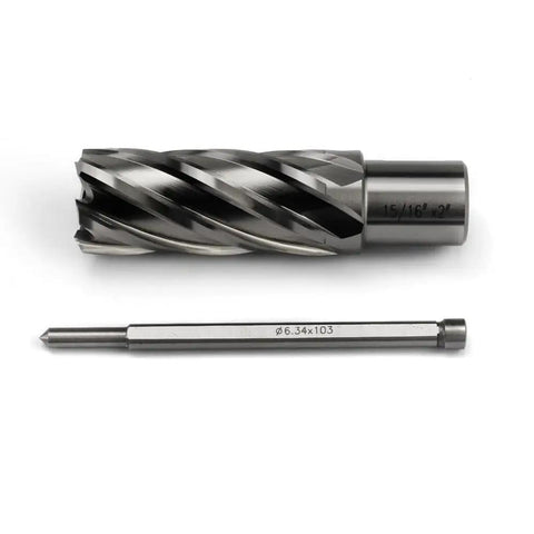 Pro Shop Tested Heavy Duty Annular Cutter With 3/4 Inch Weldon Shank And 15/16 Inch Cut Diameter and pilot pin.