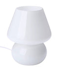 Mushroom Glass Nightstand Lamp With Vintage Murano Style Swirl Translucent Matte White Bedside Desk Light Warm White LED Bulb Cozy Glow