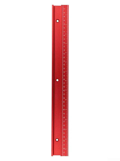 45 Type T Slot Aluminum Miter Track For Router Tables And Saws, Sliding Jig Fixture in red aluminum with measurement markings