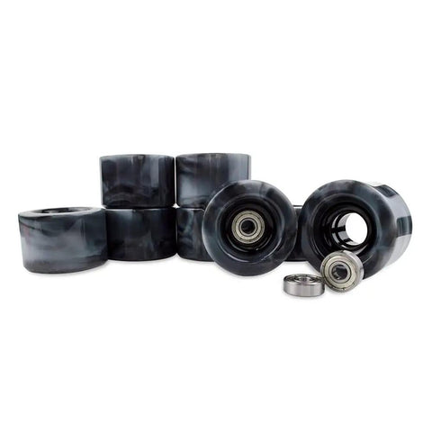 Black And White 60 By 40 mm 88A Roller Skate Wheels For Quad Skates With Bearings, showcasing urethane wheels and ABEC-9 bearings
