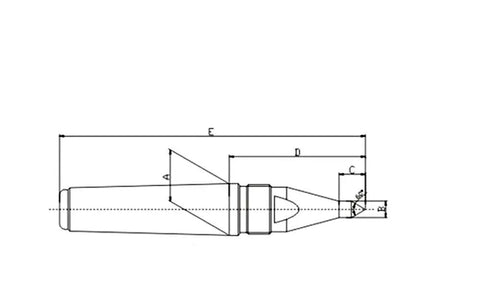Technical drawing of CNC Threaded Dead Center MT4 For Pro Grade Precision Machining, Morse Taper Four, Carbide Tip Point, 0.000197 Inch Accuracy.