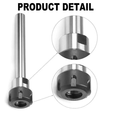 Close-up of ER32 Router Collet Chuck Extension Rod 32mm Shank By 100mm Length Heavy Duty CNC Milling Tool Holder For ER32 Collets