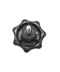 Top view of 7 Star Knob Stud 1/4-20 for featherboards and jigs, durable clamp stud with hand tightening feature.