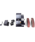 Heavy Duty Mini Bench Belt Sander delivers slick seven speed precision with adjustable platform, includes 10 sanding belts for woodworking.