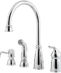 Avalon One Handle Kitchen Faucet With Side Spray Chrome Finish Top Notch High Arc Spout Swivel 360 Degrees No Fuss Single Handle