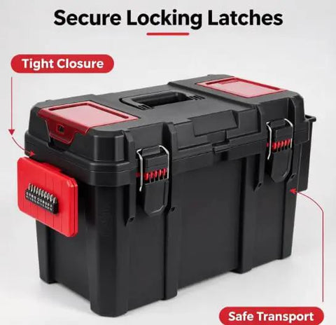 Beefy 19 Inch Tool Box With Big Small Parts Organizer Tray For Nuts Bolts Screws And Drill Bits Made From Dang Tough Resin