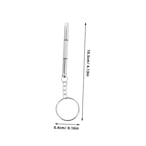 Metal eyeglass screwdriver keychain part of the Glasses Repair Kit Full Set With Screws Nose Pads Eyeglass Screwdriver And Ear Grips