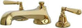 Polished brass Roman Tub Filler Faucet for three hole installation, showing spout and handle. High flow, ceramic cartridge, luxury finish.